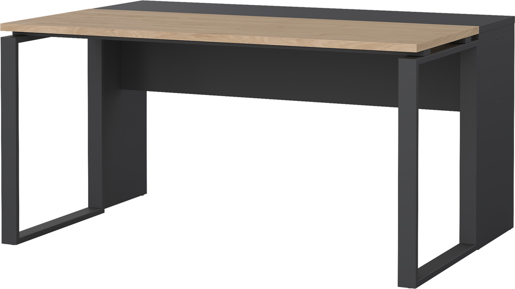 Skrivebord Vesterholm Formé Jackson Hickory Bordplade Matgrå Stel D60 Inkl Tillægsbord Pulverlakeret Stålben