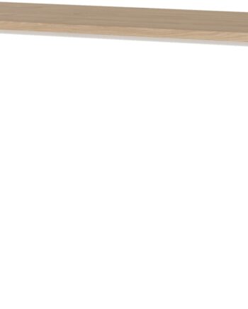 Skrivebord Vesterholm Formé 150x60 Cm Hvid Jackson Hickory   Hvidt Stålstel  Dansk Fsc