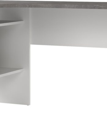 Skrivebord Vesterholm Function Plus  -formet Hjørneskrivebord Hvid Oxid Beton  Hvide Stålben  B145xd81 Cm    Skuffer