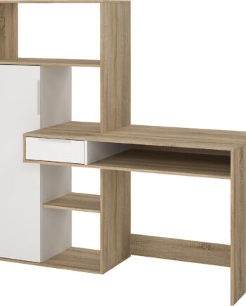 Skrivebord Vesterholm Function Plus Vægmonteret  Natur Hvid  H155   B163   D60 Cm  Med Skuffe   Hylder  Fsc