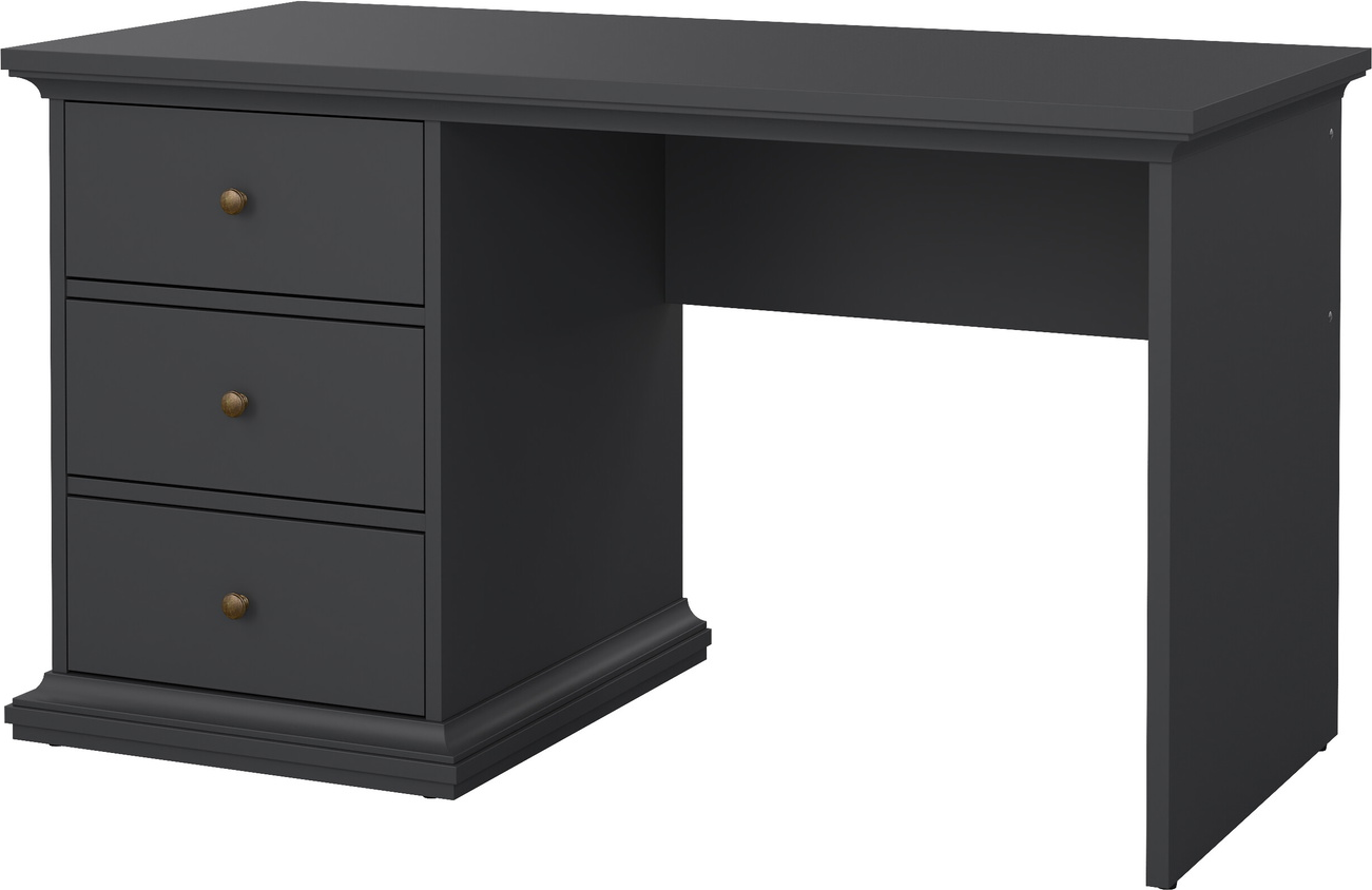 Skrivebord Vesterholm Nora 130x61 Cm Mat Grå Med Skuffer Fsc Spånplade