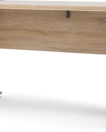 Skrivebord Vesterholm Prima 150x80 Cm Egestruktur Natur Grå Med Sølvgråt Stel  Spånplade Med Folie