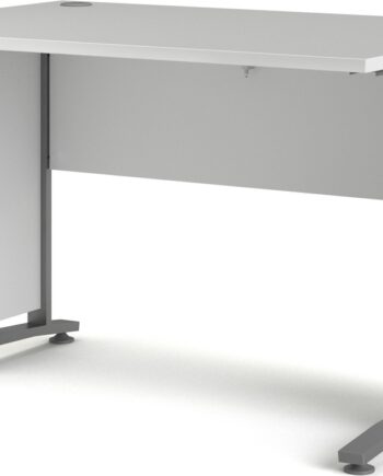 Skrivebord Vesterholm Prima 120x80 Cm Hvid Grå Melaminbelagt Spånplade Sølvgråt Stålstel