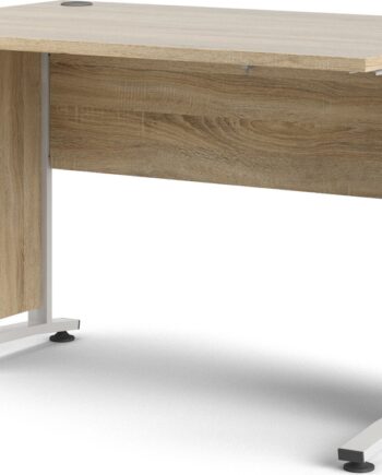 Skrivebord Vesterholm Prima 120x80 Cm Natur Hvid  Foliebelagt Spånplade  Stål Plast Ben  Kabelgennemføringer  Fremstillet   Danmark