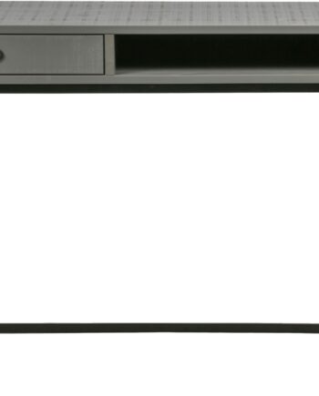 Skrivebord Woood Morris Af Massivt Gråt Fyrretræ Med Rustik Finish Og Sort Metalramme  130x58x75 Cm