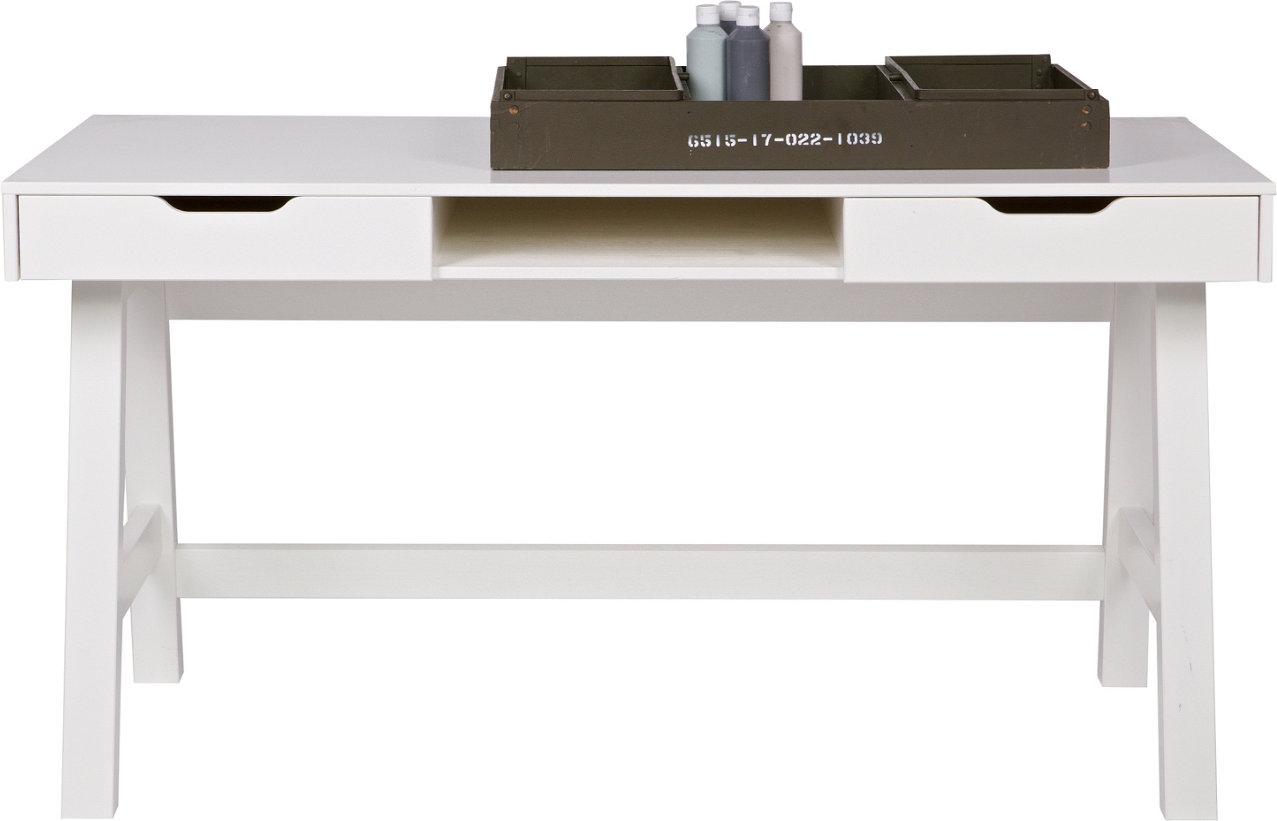 Skrivebord Woood Nikki Massivt Fyrretræ Hvid 140x62x75 Cm