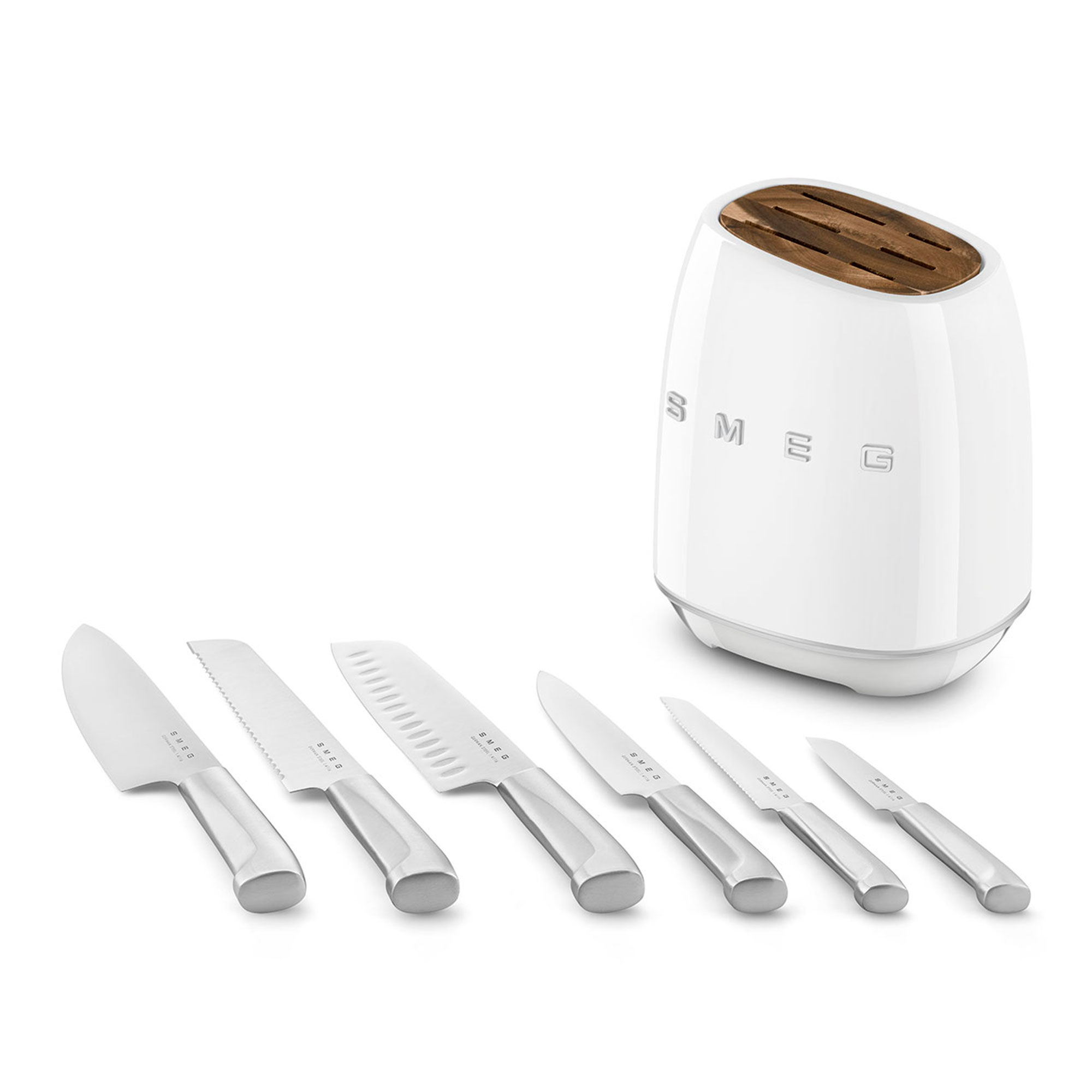 Smeg Knivblok Med Knive Hvid