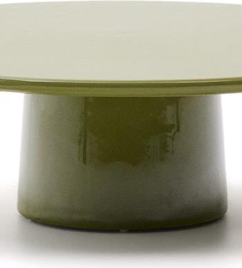 Sofabord Kave Home Albanella Rund ø110   H35 Cm Grøn Gfrc-beton Glansfuld