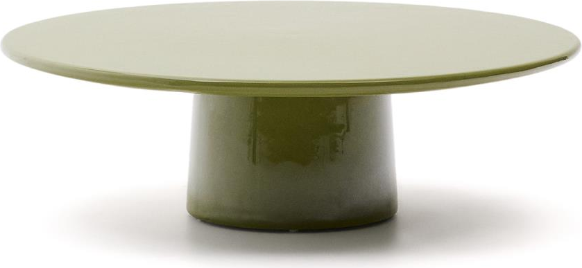 Sofabord Kave Home Albanella Rund ø110 H35 Cm Grøn Gfrc-beton Glansfuld