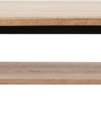 Sofabord Nordique Design Oliveto   Natur Egetræ   Sort Metalstel Med Hylde H45   B61   L110 Cm