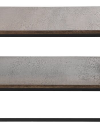 Sofabord Nordique Design Rivoli Kaffebord   Røget Egetræ Og Metal Med Hylde H45x70x120 Cm