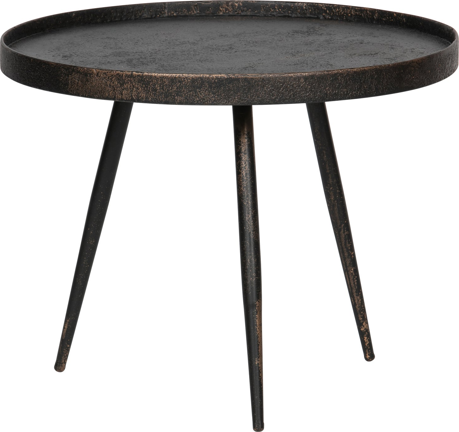 Sofabord Sidebord Woood Bounds Antik Guldfinish Krydsfiner Zinkbelagt Bordplade Træ Metal ø58 H44 Cm
