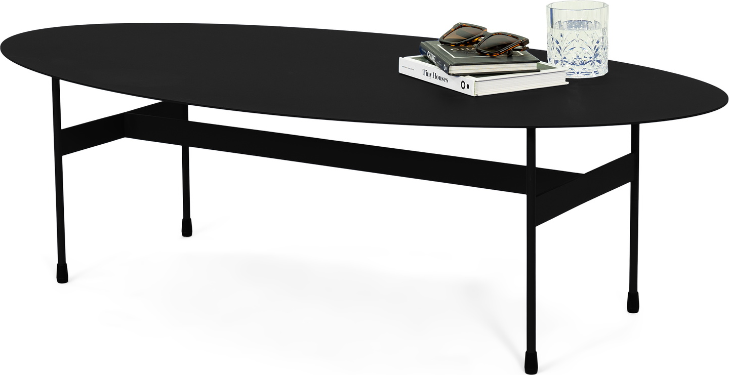 Sofabord Spinder Design Mira Sort Pulverlakeret Stål Ovalt Industrielt Design 120ã 39ã 35 Cm