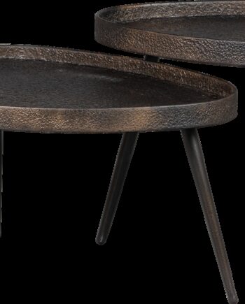 Sofaborde Sæt Af   Woood Collection  Antik Bronzefinish Zinkbelagt Bordplade  Metal   Krydsfiner  Slanke Metalben  Sideborde