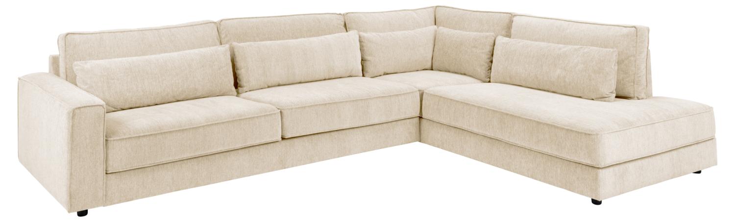 Sofakoncept Cilla Hjørnesofa     Højre Hvilemodul Og   Puder Creme Stof Og Sort Polypropylen