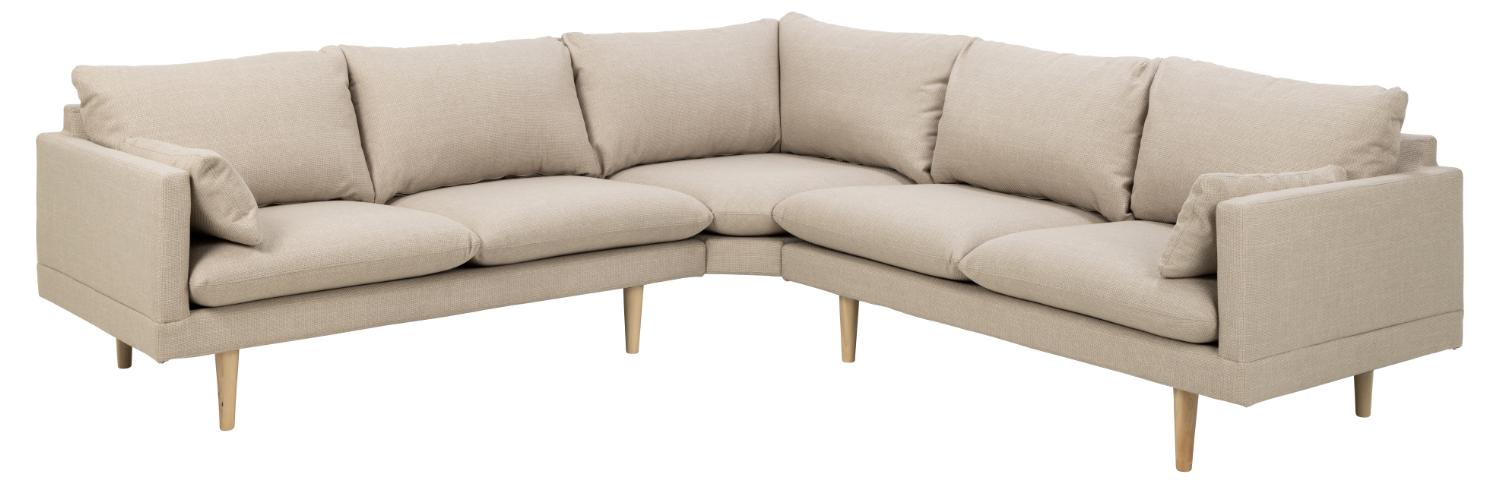Sofakoncept Cozy Hjørnesofa       Puder Beige Stof Og Natur Bøg