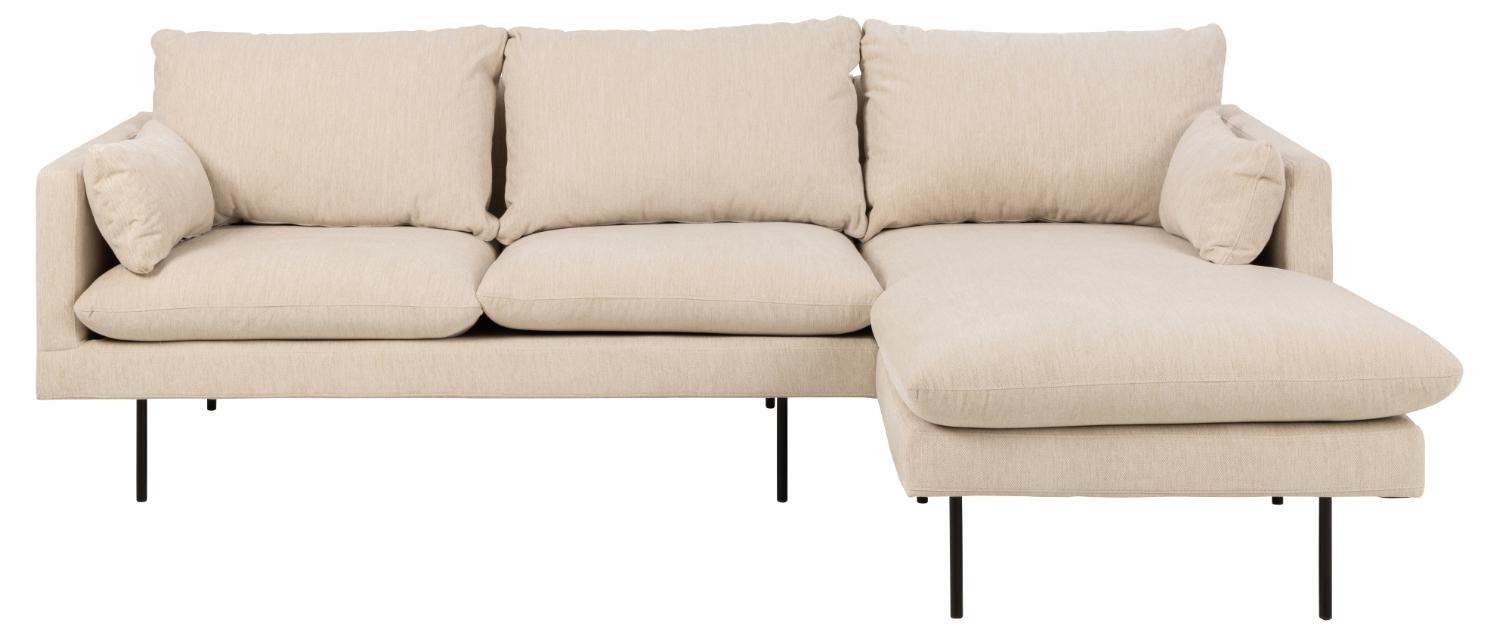 Sofakoncept Cozy   Pers  Sofa     Højre Chaiselong Og   Puder Creme Stof Og Sort Metal