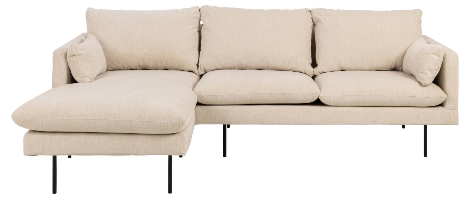 Sofakoncept Cozy   Pers  Sofa     Venstre Chaiselong Og   Puder Creme Stof Og Sort Metal