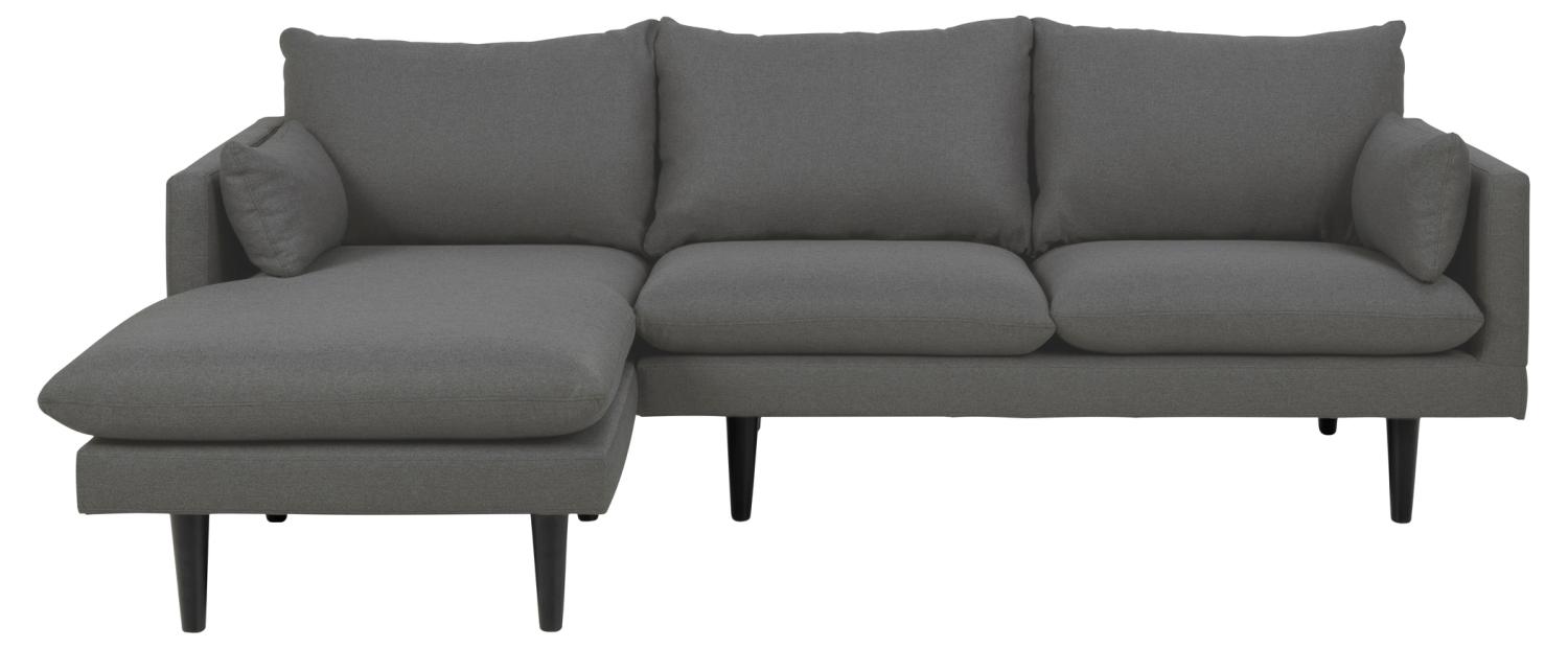 Sofakoncept Cozy   Pers  Sofa     Venstre Chaiselong Og   Puder Mørkegrå Stof Og Sort Bøg