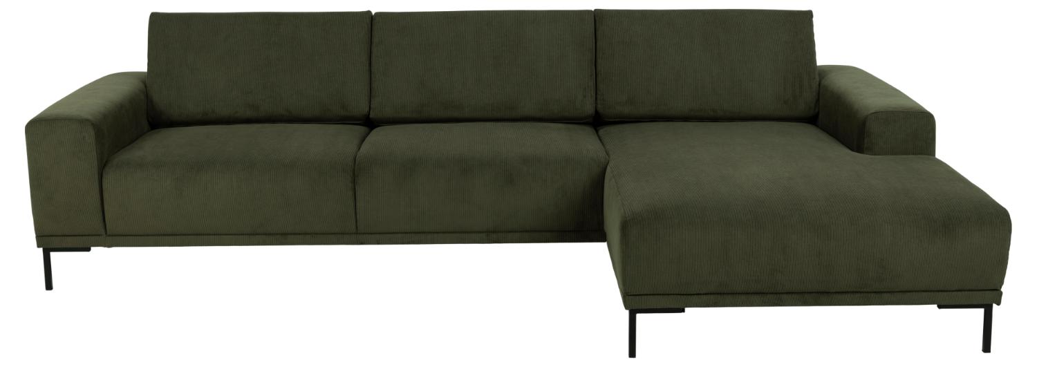 Sofakoncept Noora   Pers  Sofa     Højre Chaiselong Olivengrøn Stof Og Sort Metal