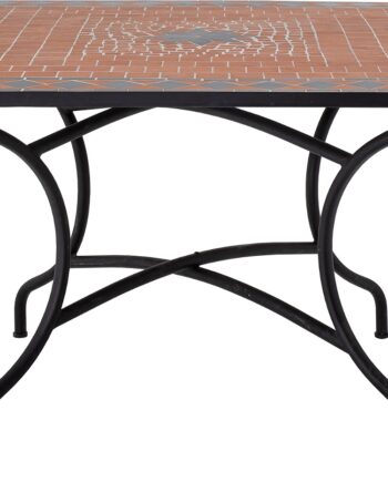 Spisebord Creative Collection Hellen 110x110 Cm Rød Mosaikglasbordplade Med Sort Stel
