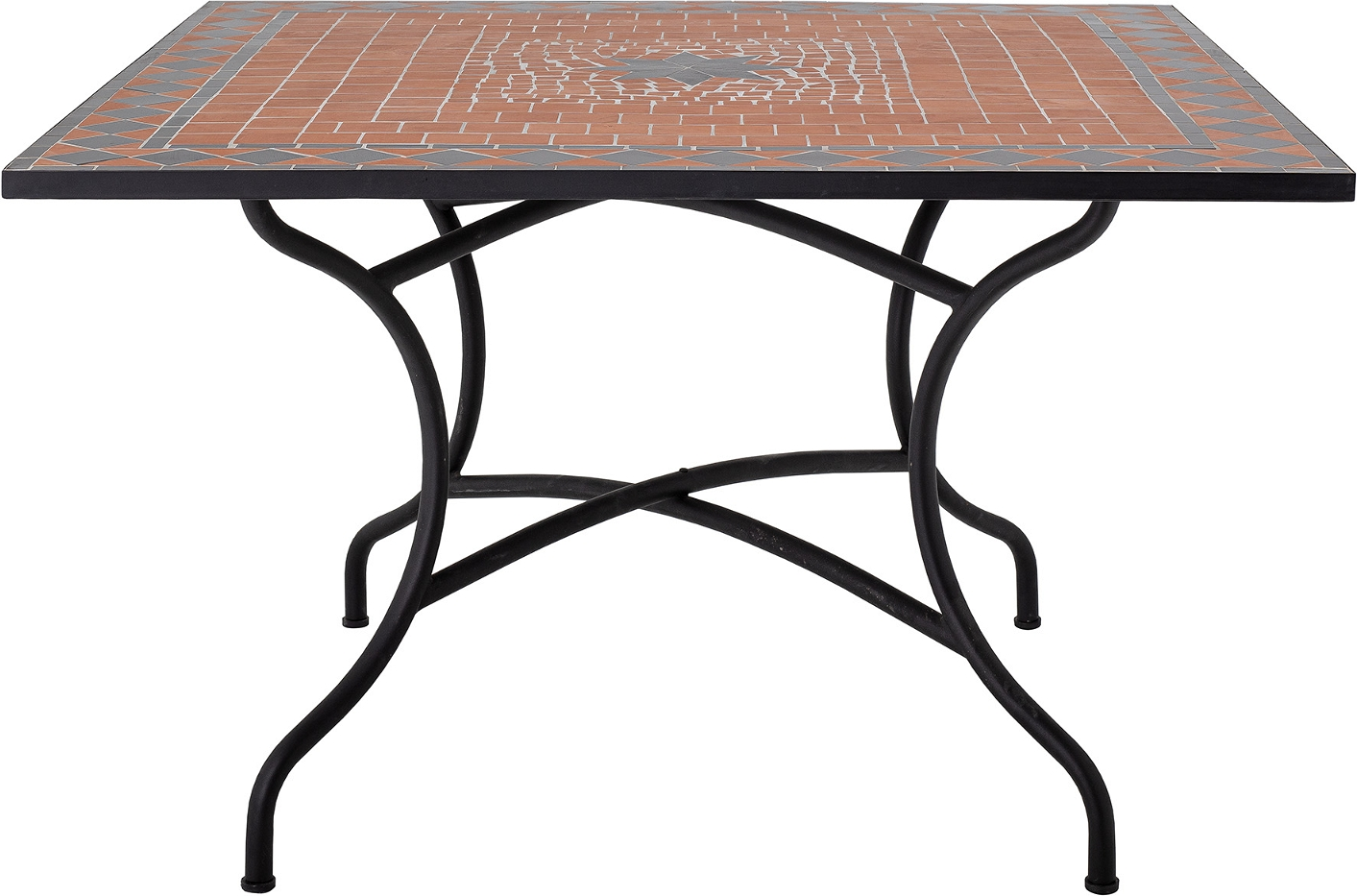 Spisebord Creative Collection Hellen 110x110 Cm Rød Mosaikglasbordplade Med Sort Stel