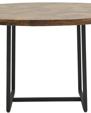 Spisebord House Doctor Kant Rund ø160 Cm Mangotræ Sildebensdesign Sort Stålramme
