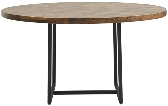 Spisebord House Doctor Kant Rundt ø140 Cm Mørk Natur Træ Metal