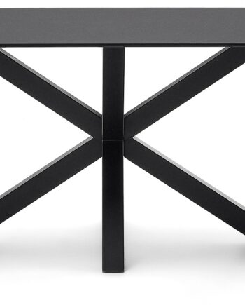 Spisebord Kave Home Arya 180ã 100 Cm Sort Hærdet Glas Anti-fingeraftryk Mat Pulverlakeret Stålben Justerbare Fødder Nordisk Design