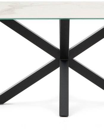 Spisebord Kave Home Arya 180x100 Cm Keramisk Hvid Med Justerbare Stålben