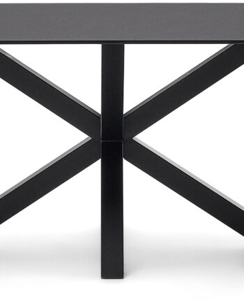Spisebord Kave Home Arya 200x100x75 Cm Frostet Sort Hærdet Glas Med Mat Sort Stålben