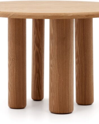 Spisebord Kave Home Mailen Natur Askefiner Mdf E0 Rustik Kolonial 120x120 Cm Til   Personer Justerbare Ben