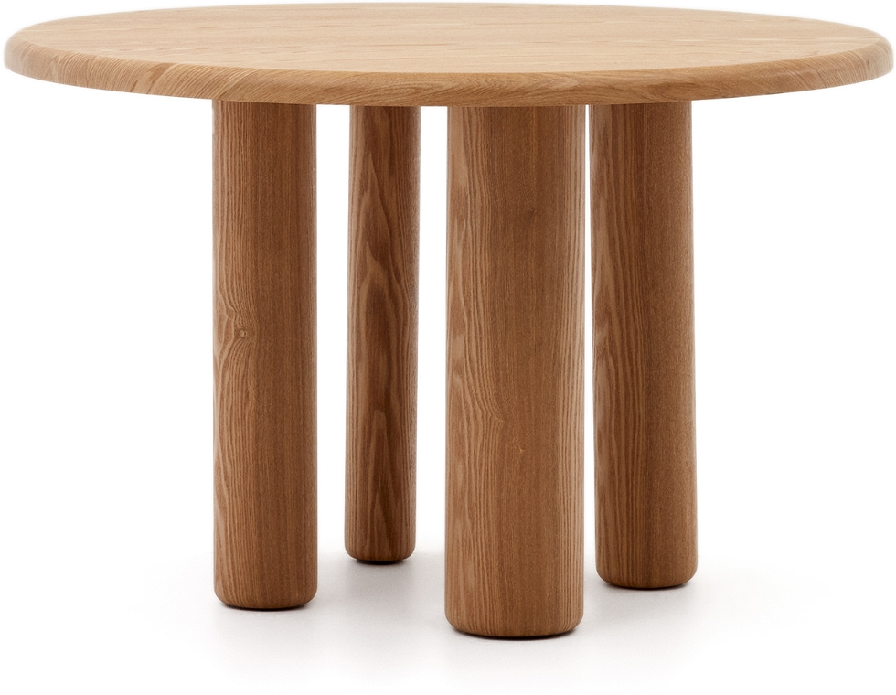 Spisebord Kave Home Mailen Natur Askefiner Mdf E0 Rustik Kolonial 120x120 Cm Til   Personer Justerbare Ben