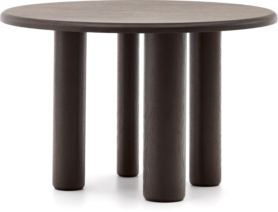 Spisebord Kave Home Mailen Rund Sort ø120 Cm   Askefinér Og Massivt Træ