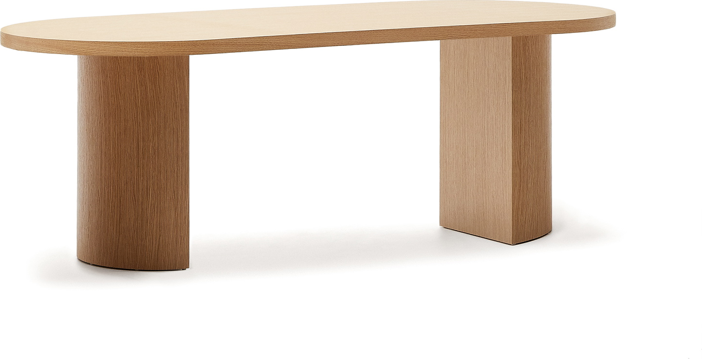 Spisebord Kave Home Nealy 200x100 Cm Natur Oval Mdf Egetræsfinér Til Personer Moderne Nordisk