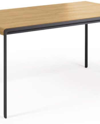 Spisebord Med Udtræk Kave Home Nadyria 200x90 Cm Natur Sort Mdf   Stål