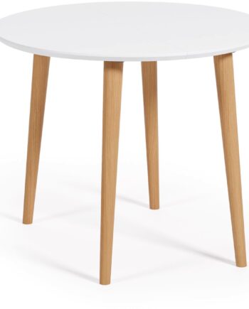 Spisebord Med Udtræk Kave Home Oqui Udvidelsesbord 170x90x74 Cm Mdf Bøgetræ Hvid Natur
