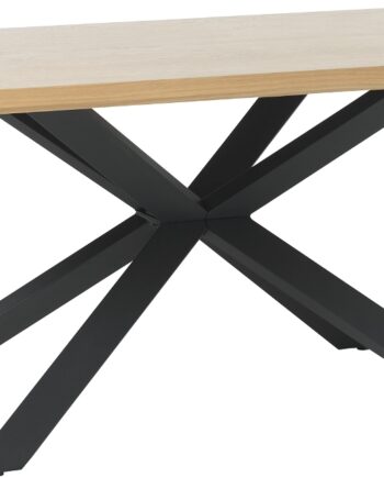 Spisebord Nordique Design Arno 200x100x75 Cm Til   Pers    Naturlig Egetræs Bordplade   Sorte Metalben