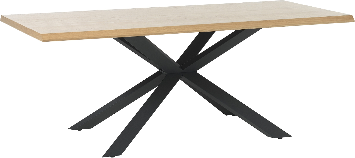 Spisebord Nordique Design Arno 200x100x75 Cm Til Pers Naturlig Egetræs Bordplade Sorte Metalben