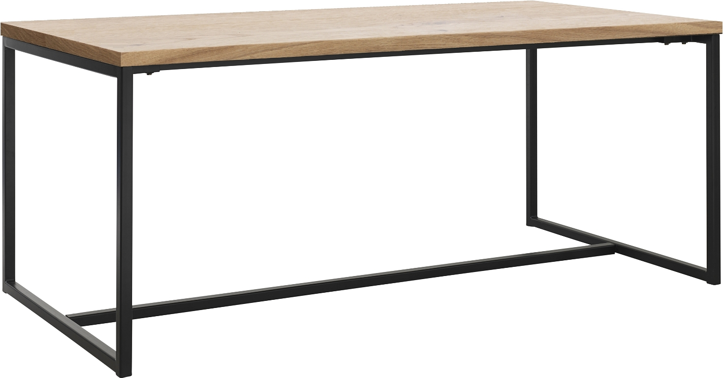 Spisebord Nordique Design Rivoli Massivt Egetræ Natur Med Sort Metalstel 180ã 90ã 75 Cm