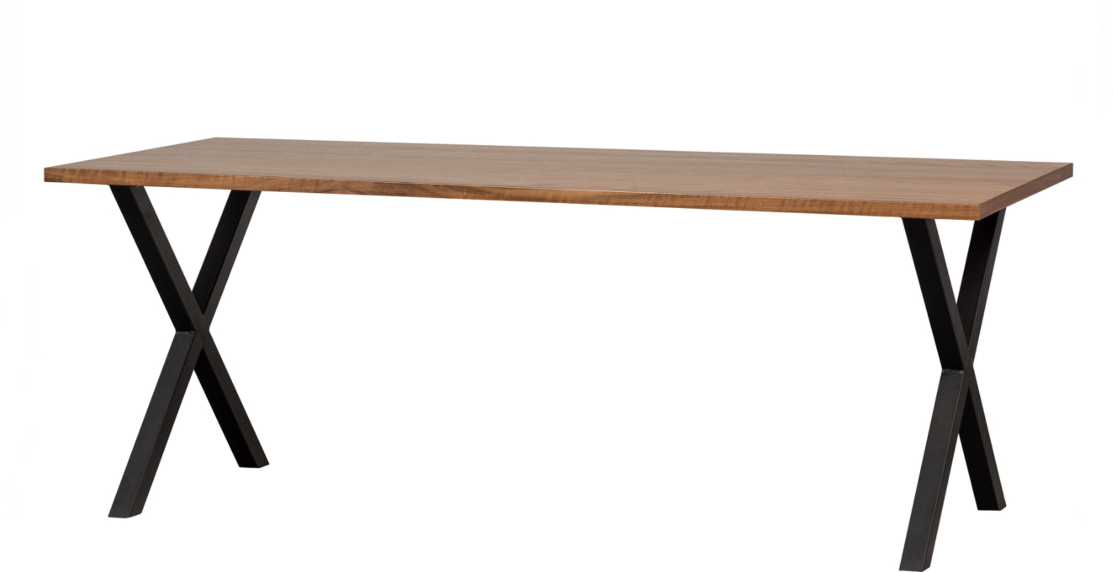 Spisebord Plankebord Woood Jimmy   200x90 Cm Valnødsfiner Mat Sorte Metalben