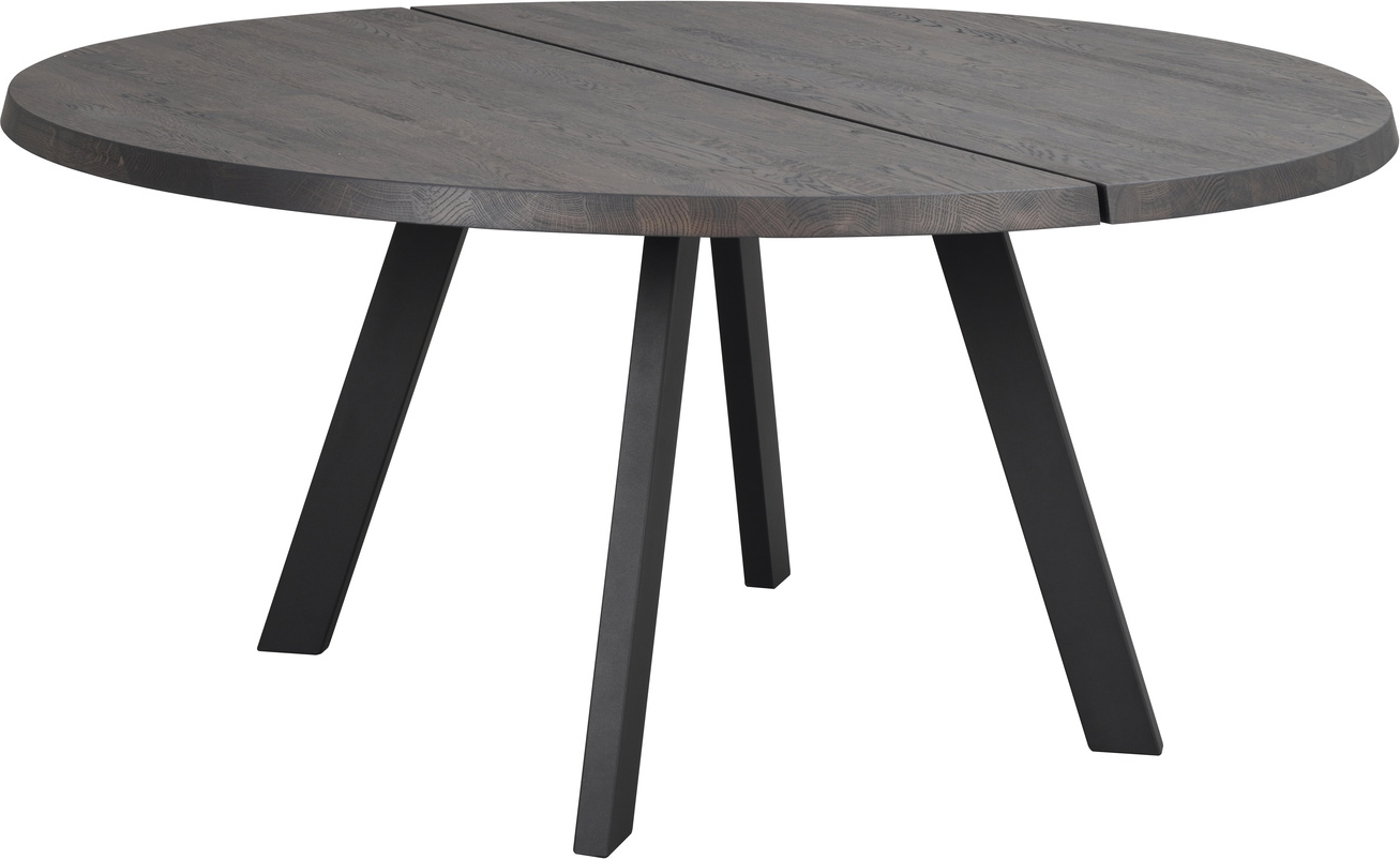 Spisebord Rowico Fred Rund ø160 Cm Fscâ  Mørkebrun Egetræ Og Sort Metalstel