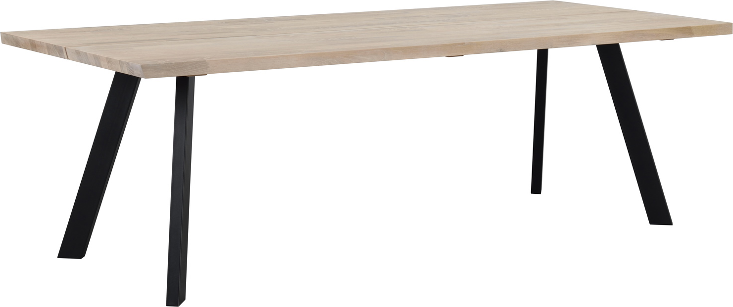 Spisebord Rowico Fred 240   100 Cm   Massivt Hvidkalket Egetræ Og Sort Pulverlakeret Metalstel Fsc 100