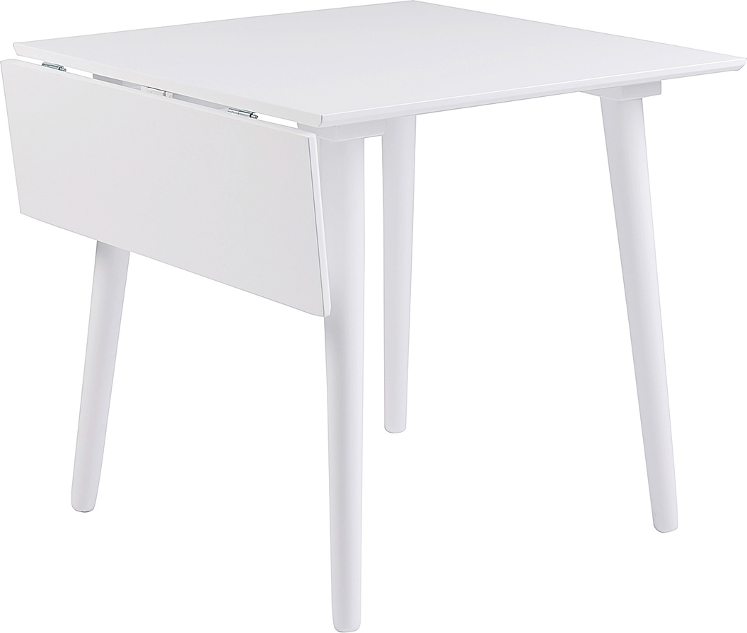 Spisebord Rowico Lotta Hvid Lakeret Mdf Gummitræsben Klapbord 80ã 80 Cm 25 Cm