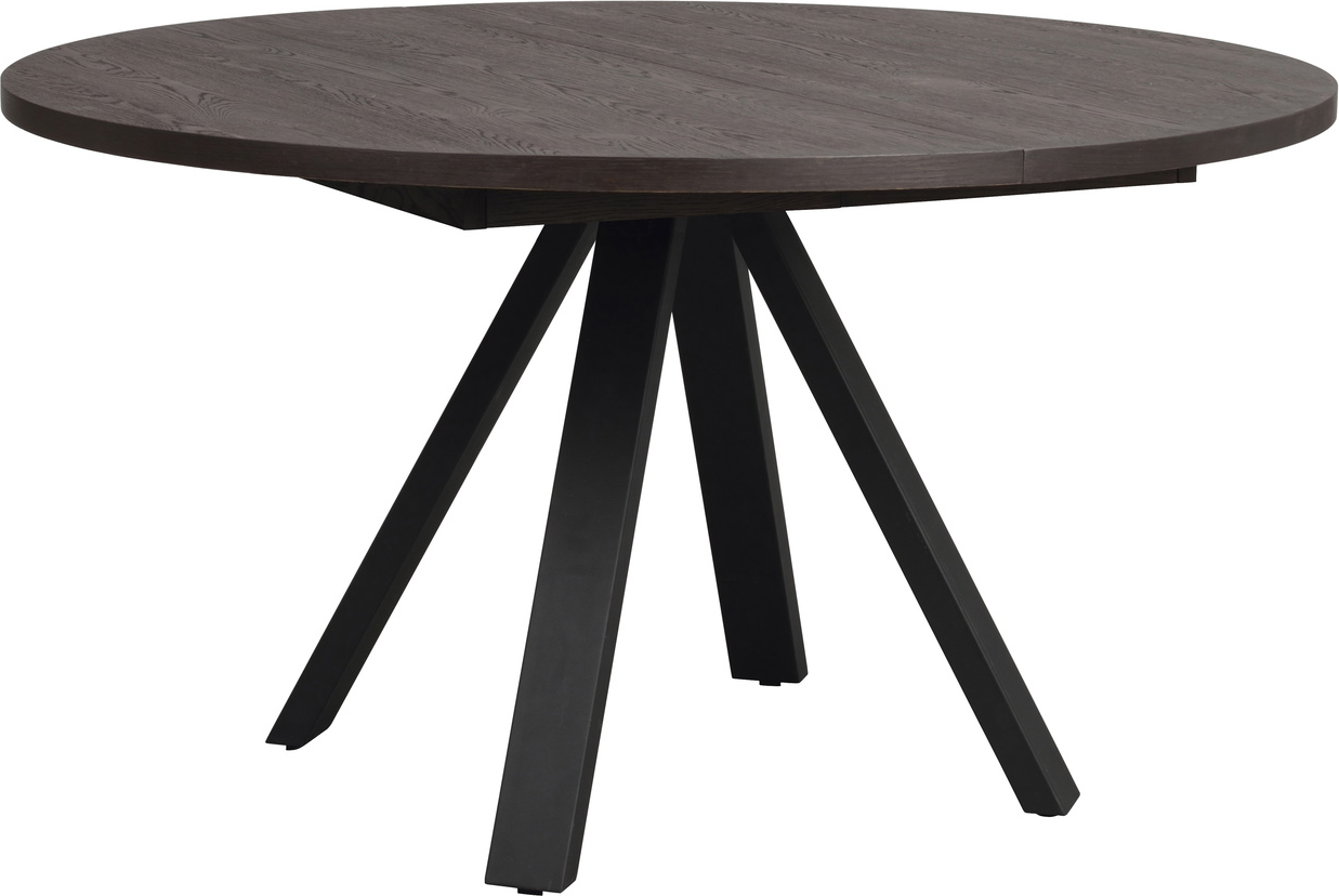Spisebord Rowico Maddock ø135 Cm Brunolieret Eg Med Pulverlakeret Sort Metalstel