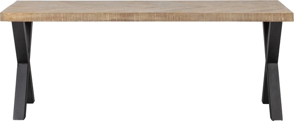 Spisebord Woood Tablo Herringbone Mangotræ Sildebensmønster Plankebord Sort Alkmaar Metalben Plads Til - Pers H75ã L200ã D90 Cm