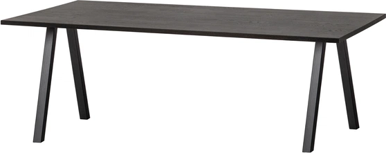 Spisebord Woood Tablo Minimalistisk Mørk Eg Mat Sort Metalstel 220x90x75 Cm