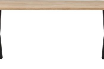 Spisebord Woood Tablo Oval Fsc-eg Plankebord Natur Med Sorte Metalben 220x90 Cm