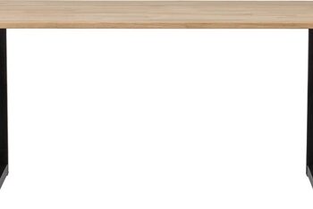 Spisebord Woood Tablo Plankebord Oval   Fsc-certificeret Eg Med Mat Sort Stel 220ã 90ã 75 Cm Natur