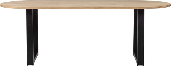 Spisebord Woood Tablo Plankebord Oval Fsc-certificeret Eg Med Mat Sort Stel 220ã 90ã 75 Cm Natur
